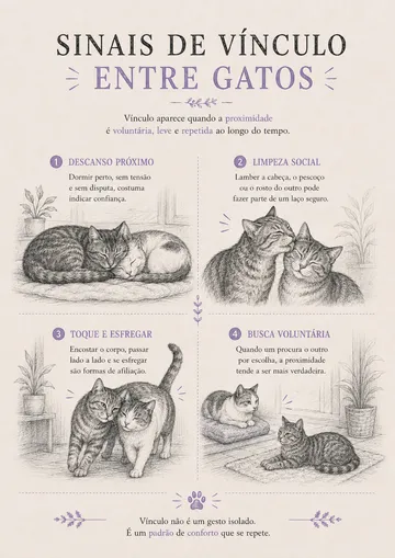 Página do guia sobre sinais de vínculo entre gatos