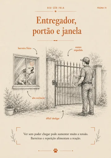 Página do guia sobre a reação do cão a entregadores no portão
